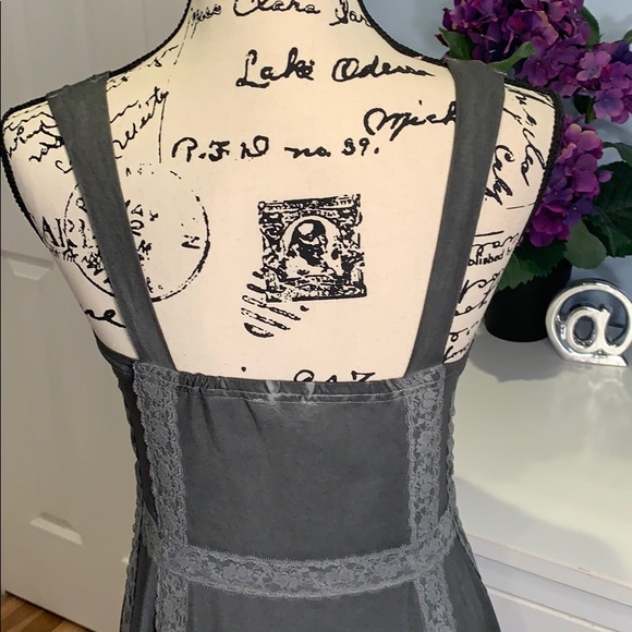 CLEARANCE! Smokey Charcoal Sleeveless Lace Up Mini Dress NEW! - Picture 4 of 5